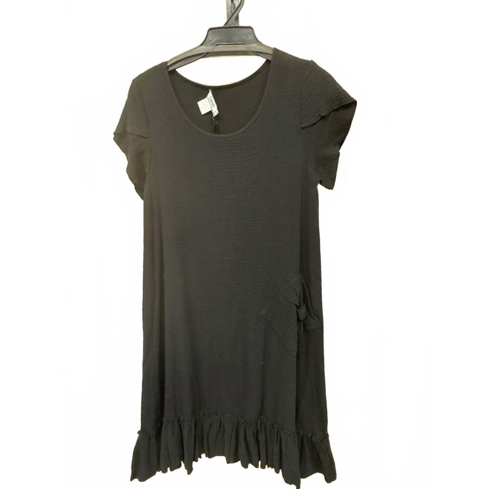 NEW DANIALI women's lined gauze dress in black